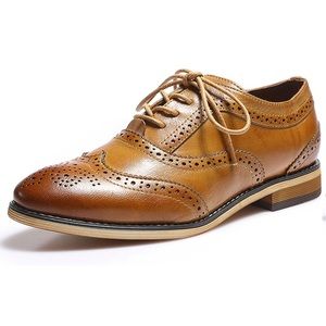 Mona Flying Women's Leather Perforated Lace-up Oxfords.